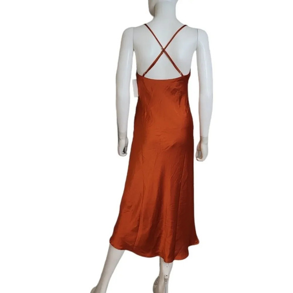 Show Me Your MuMu Verona Cowl Dress in Burnt Orange Luxe Satin - Picture 5 of 10